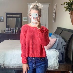 Target / Wild Fable Cropped Red Crop Sweater